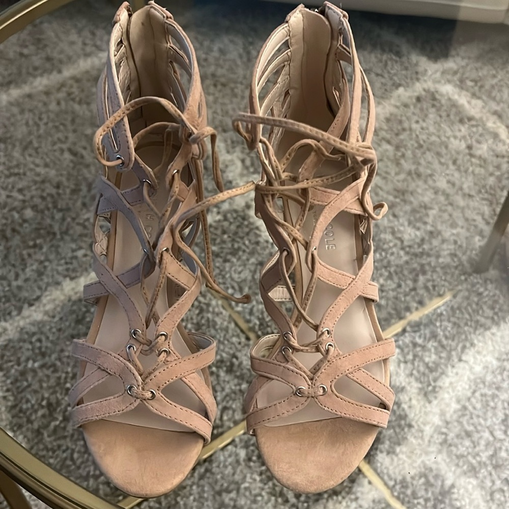 Kenneth Cole ankle strap low wedge sandals